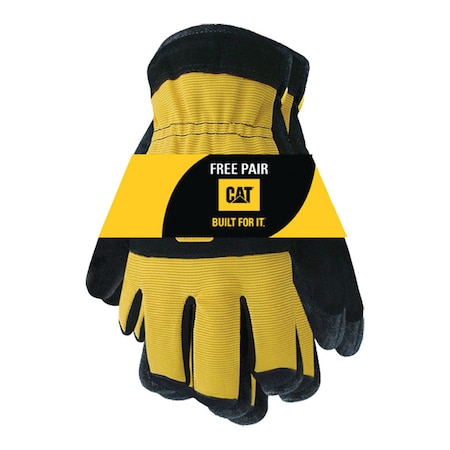 Caterpillar CAT Men's Palm Work Gloves Black/Yellow XL 2 pk CAT012222X-2